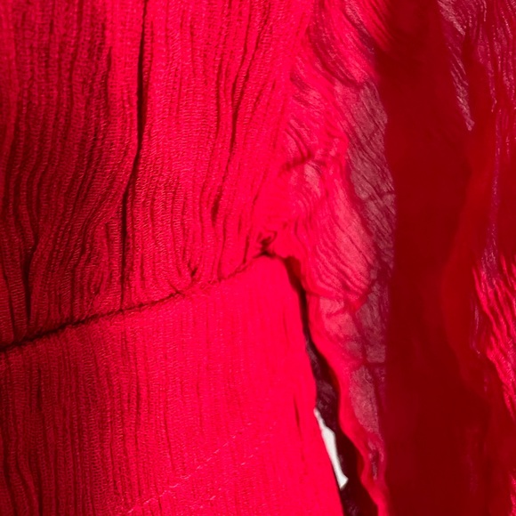 Long sleeve chiffon Red Mini Dress - Picture 9 of 14